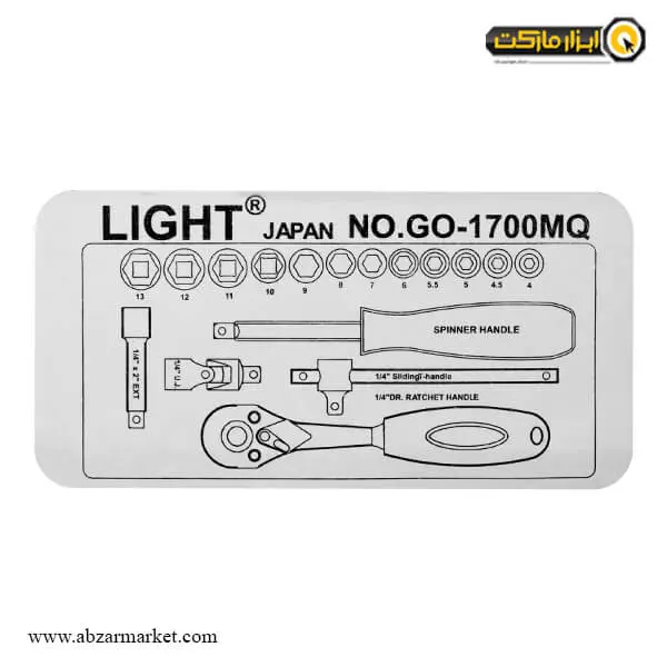 جعبه بکس لایت 17 پارچه 1/4 اینچ مدل GO-1700-MQ